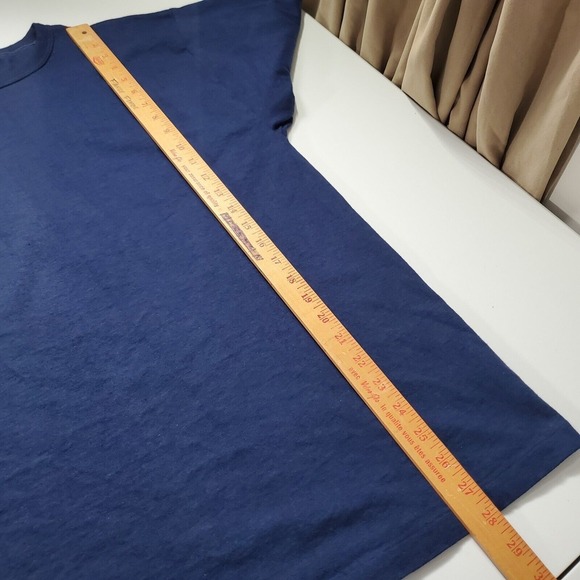 L.L. Bean Men Large Knit Pullover Shirt Blue Short Sleeve Made in USA Minimalist - Picture 8 of 9